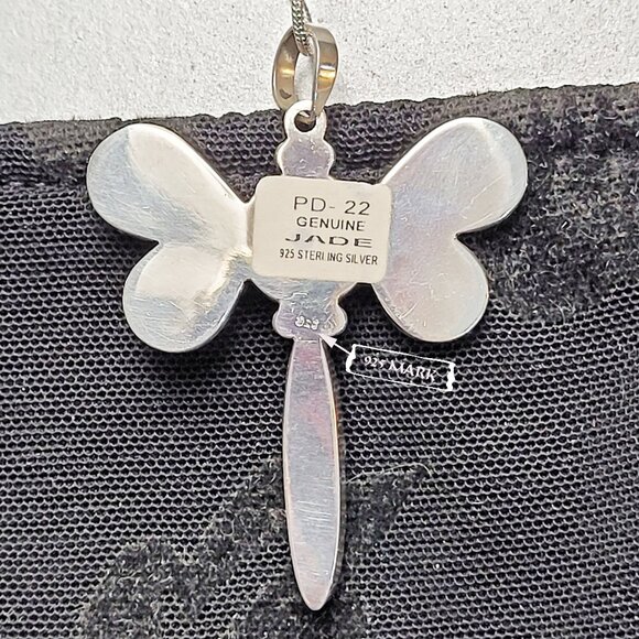 🌠 Sterling Silver 925 𝐃𝐑𝐀𝐆𝐎𝐍𝐅𝐋𝐘 Transformation Green Jade  Pendant - Picture 4 of 7